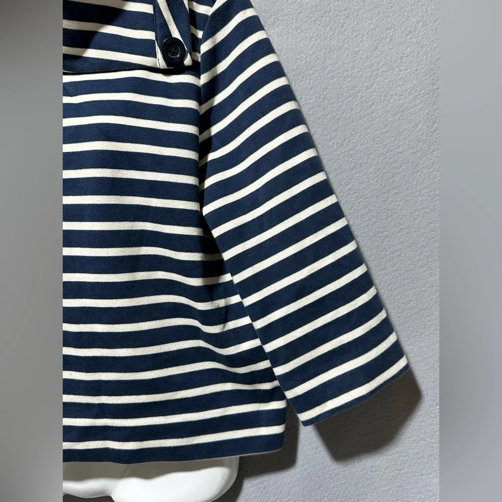 Kate Spade Stripe pointe tunic turtleneck knit top size medium Navy stripes